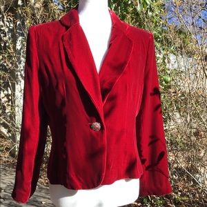 Silk & rayon velvet jacket scarlet red size 10 Pet